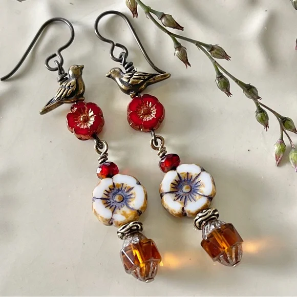 ARTISAN Earrings - “Desert Rose” Dangles - Picture 2 of 9